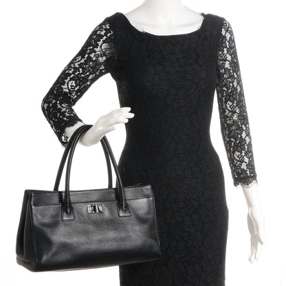 Chanel Calfskin Mademoiselle Lock Cerf Shopper Tote Black 2 of 8