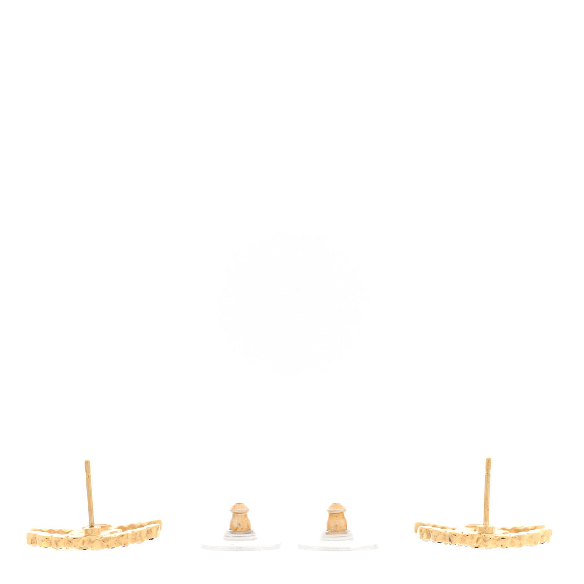 Resin Pearl CC Earrings Gold Black