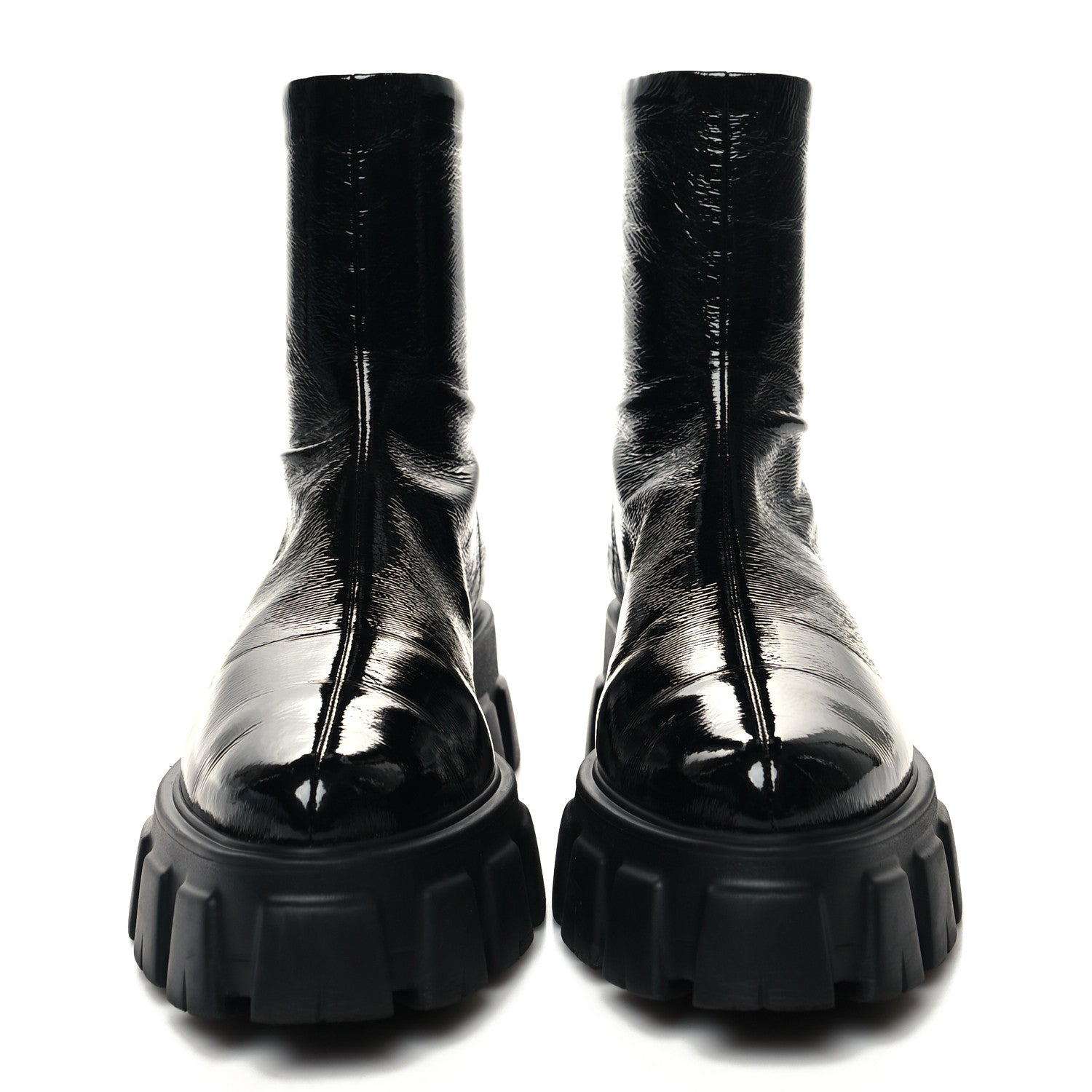 Prada Patent Naplak Tech Monolith 55mm Boots 40 Black 2 of 8