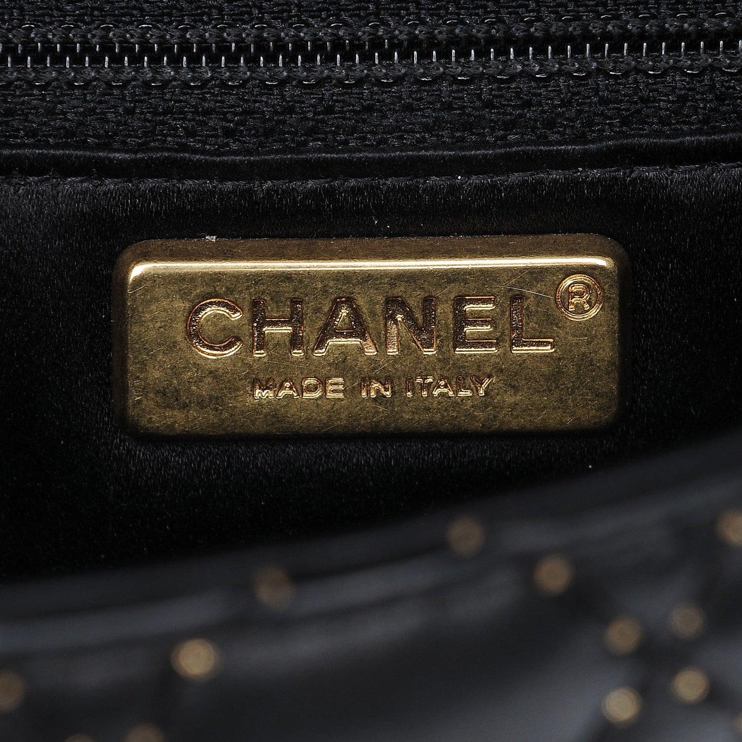 Lambskin Quilted Mini Studded Flap Black