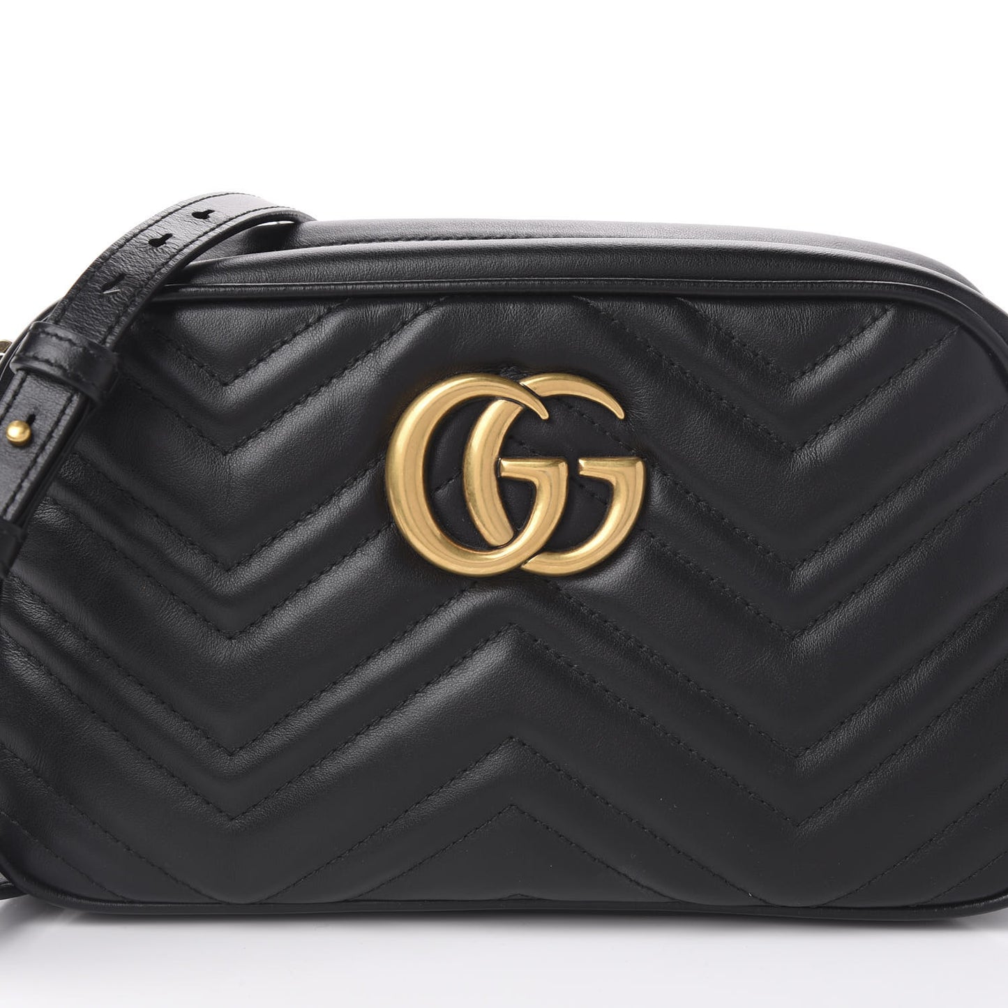 Calfskin Matelasse Small GG Marmont Chain Shoulder Bag Black