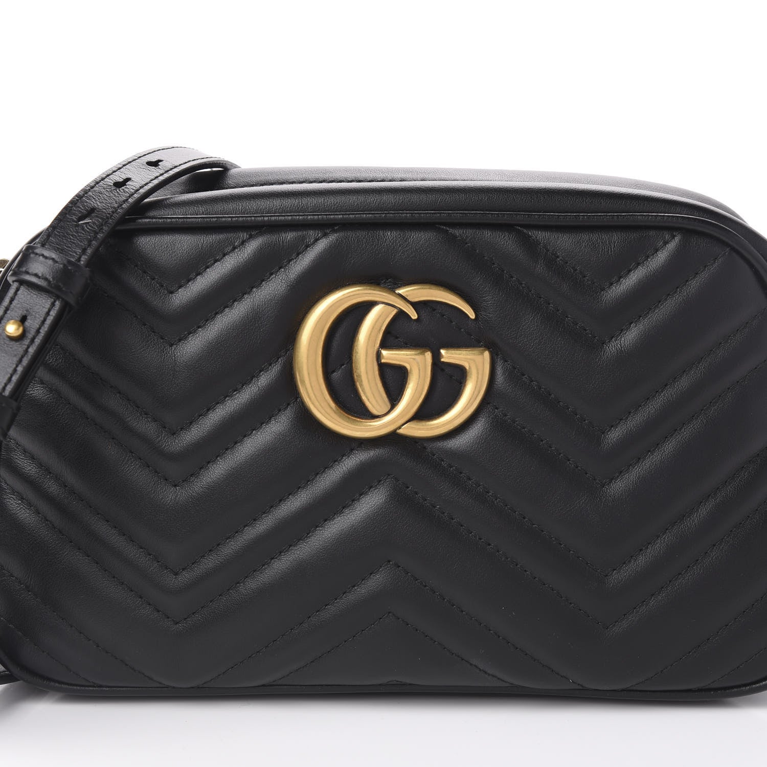 Gucci Calfskin Matelasse Small GG Marmont Chain Shoulder Bag Black 9 of 9