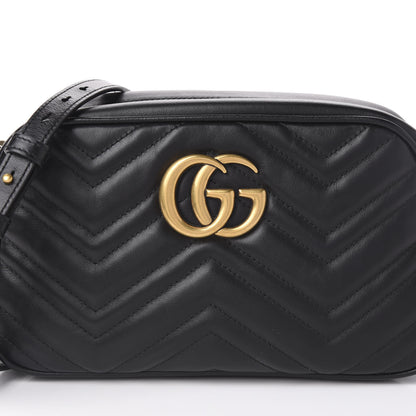 Gucci Calfskin Matelasse Small GG Marmont Chain Shoulder Bag Black 9 of 9