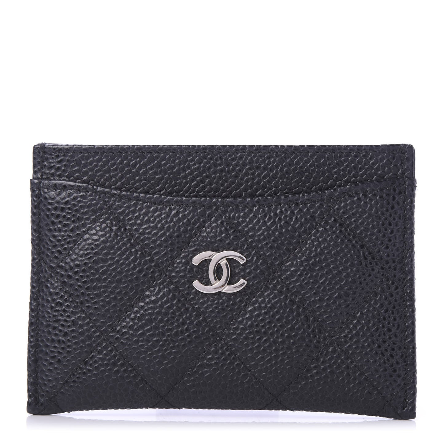 Caviar Quilted Card Holder Black