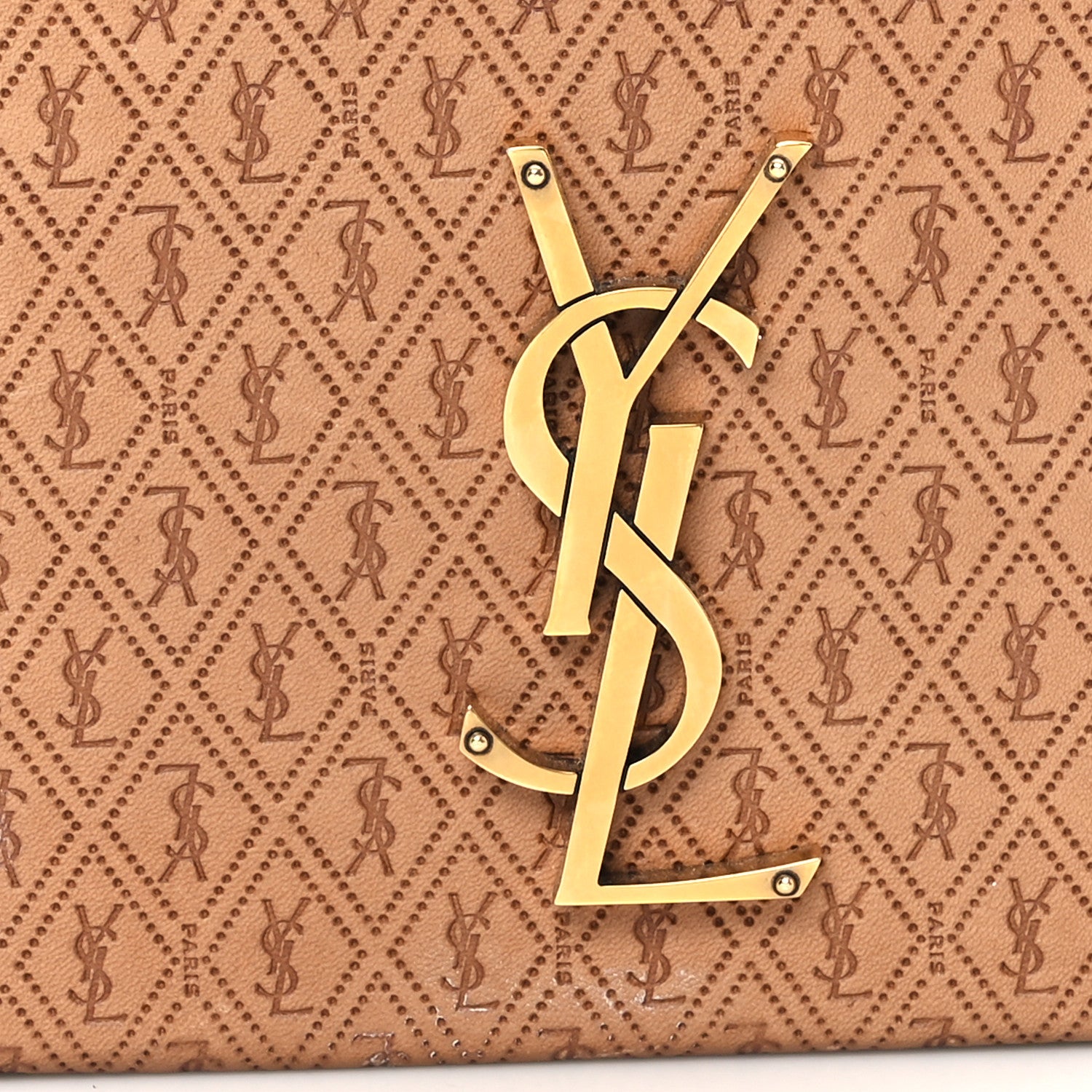 Saint Laurent Calfskin Monogram Take Away Box Dusty Vintage Brown Gold 8 of 11