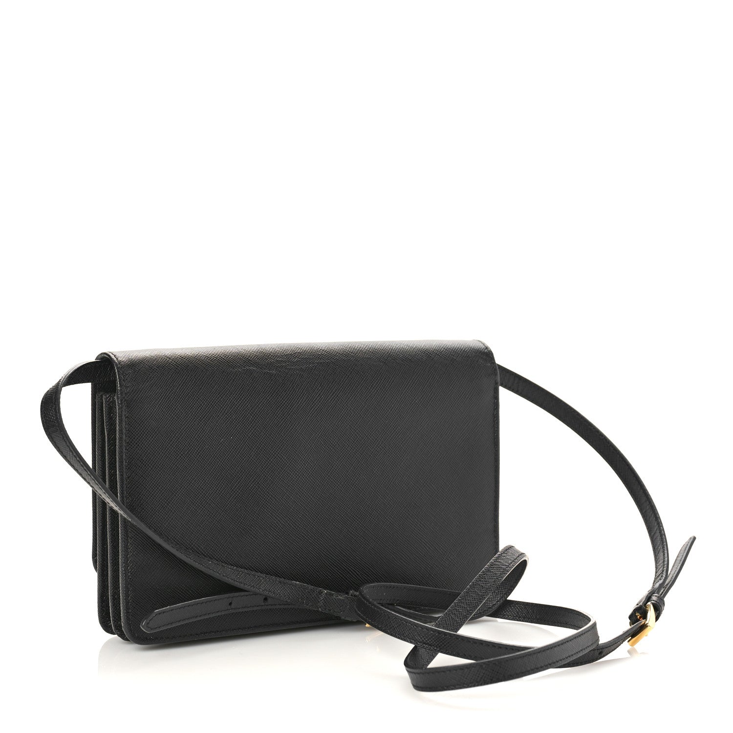 Prada Saffiano Vernice Mini Crossbody Wallet Black 3 of 8