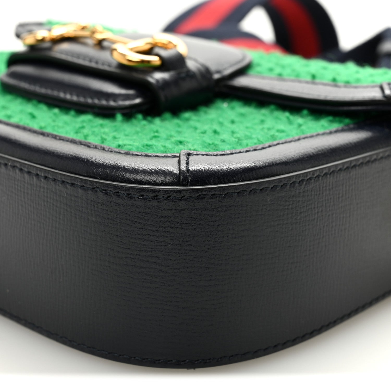 Gucci Casy Wool Azalea Calfskin Mini Horsebit 1955 Shoulder Bag Deep Emerald Blue 10 of 10