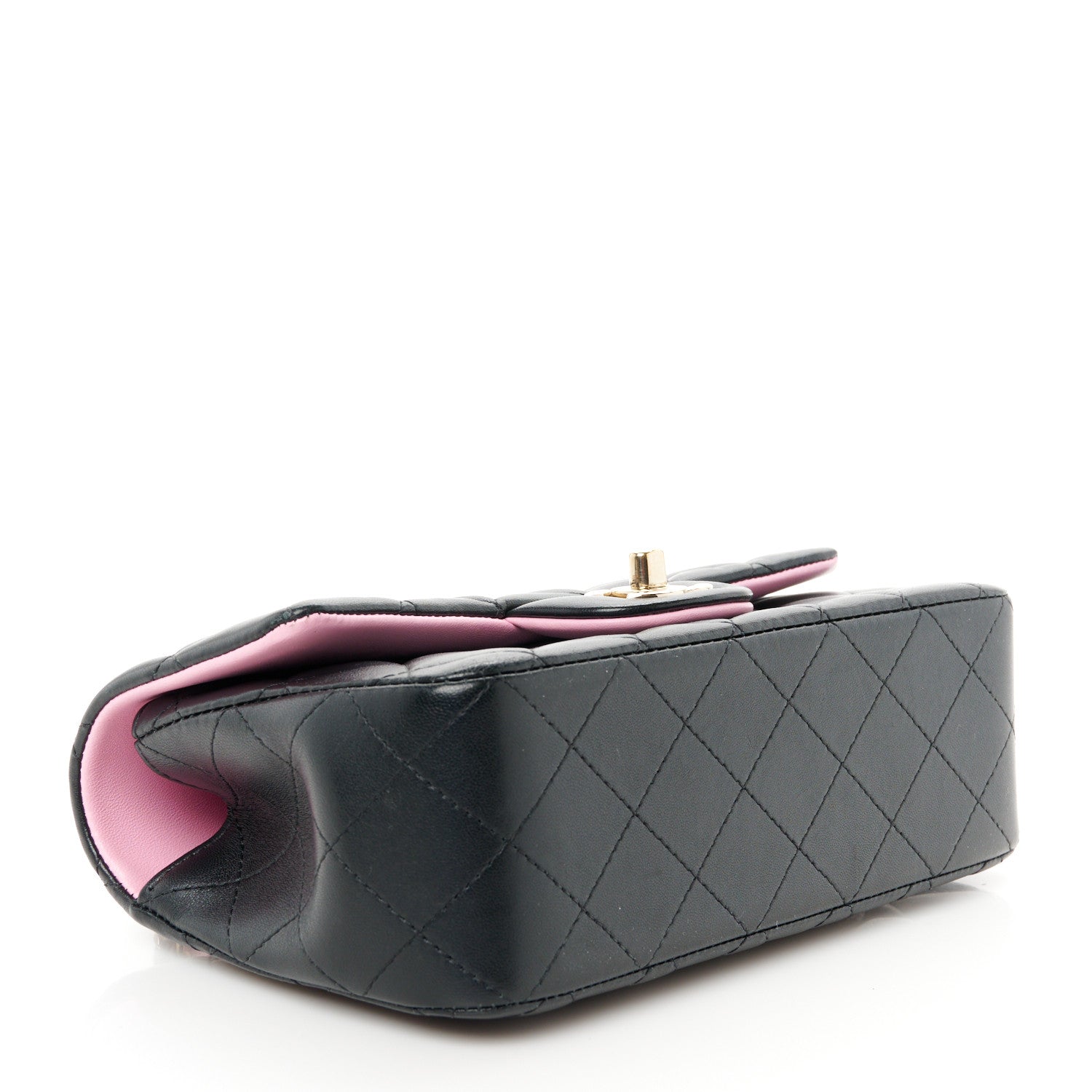 Chanel Lambskin Quilted Bi-Color Mini Top Handle Rectangular Flap Black Lilac 4 of 12