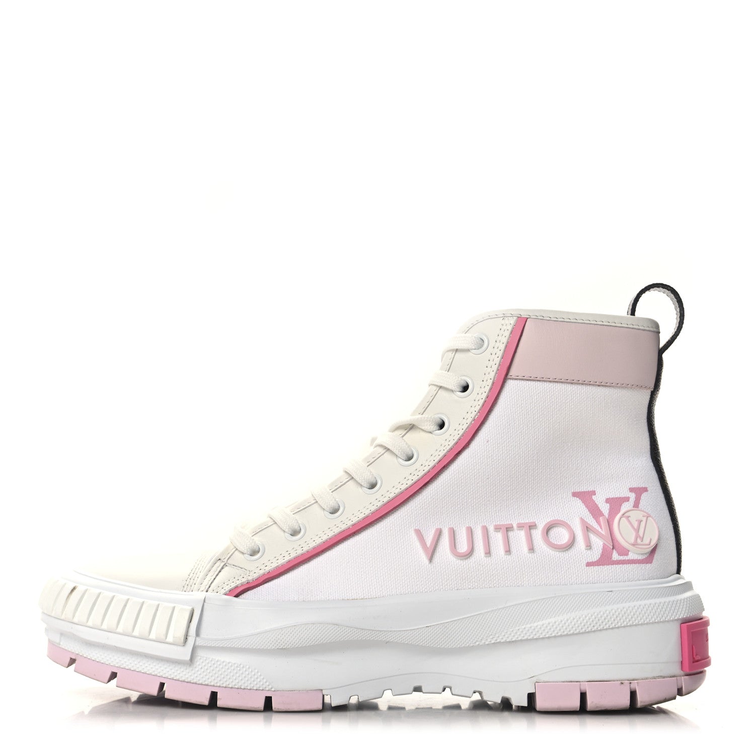 Louis Vuitton Canvas Monogram LV Squad Sneaker Boots 39 White Pink 1 of 8