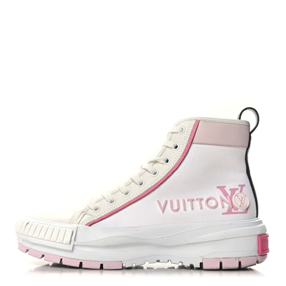 Louis Vuitton Canvas Monogram LV Squad Sneaker Boots 39 White Pink 1 of 8