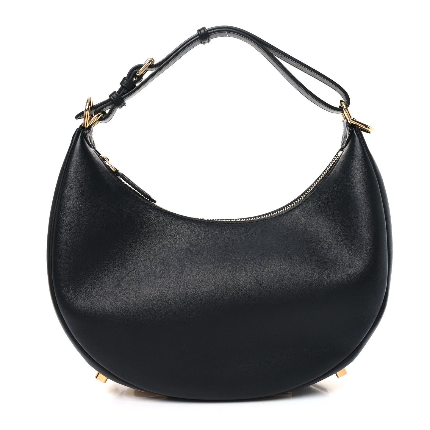 Vitello Grace Matte Small Fendigraphy Hobo Bag Black