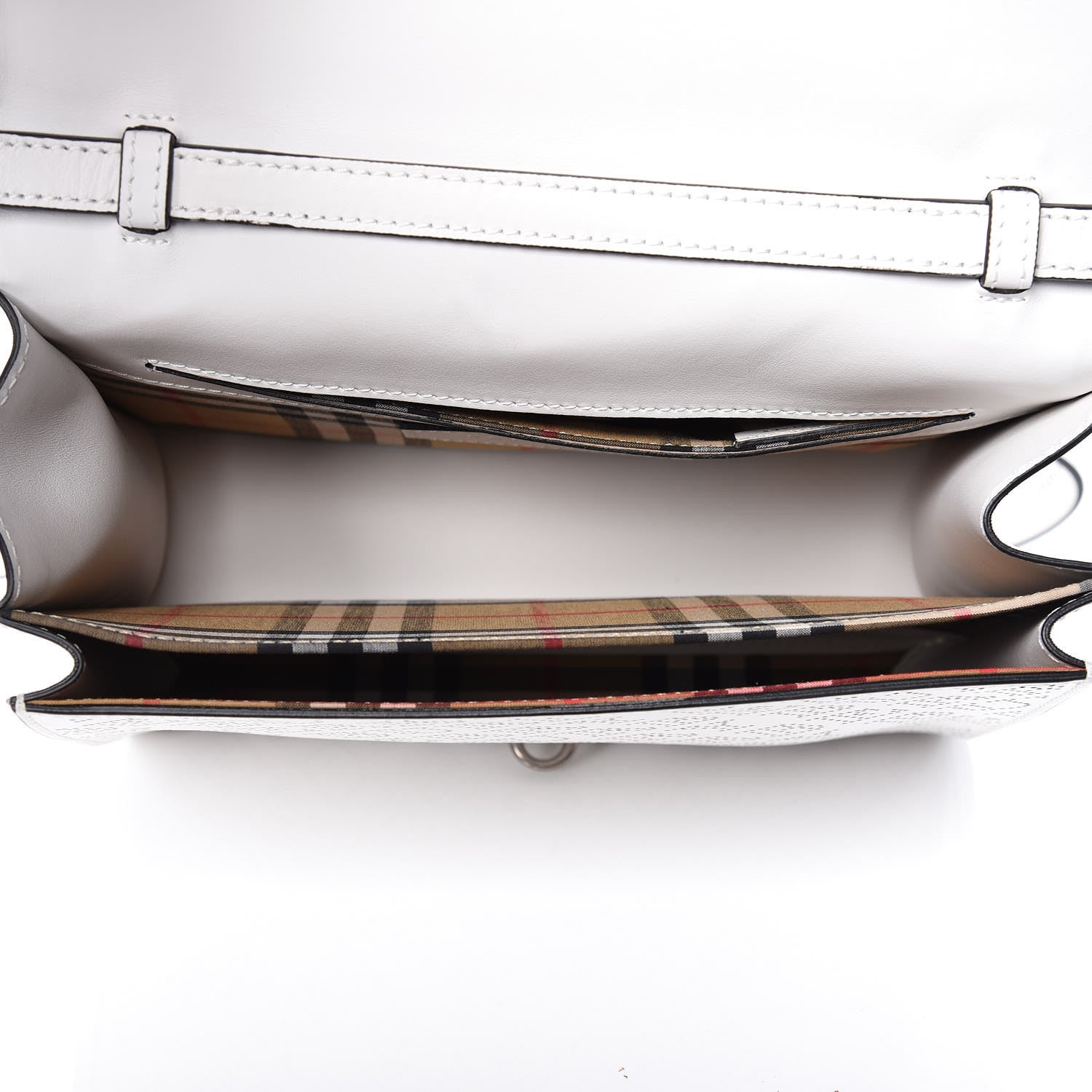 Burberry Calfskin Perforated Small Macken Crossbody Bag White 5 of 11