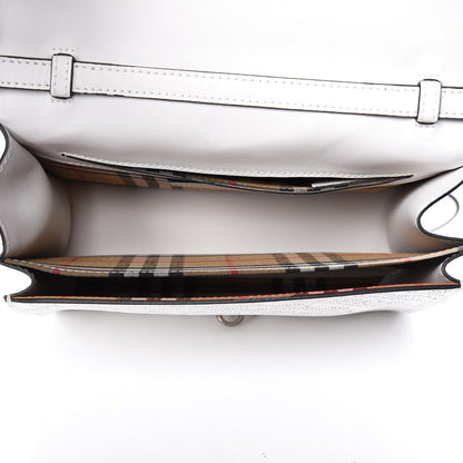 Burberry Calfskin Perforated Small Macken Crossbody Bag White 5 of 11