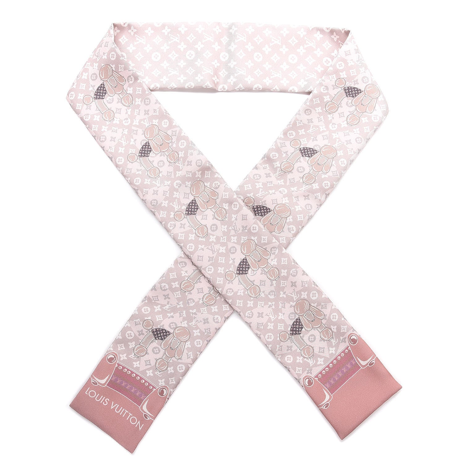 Louis Vuitton Silk Monogram Poodle Animalle Bandeau Rose Pale 1 of 5