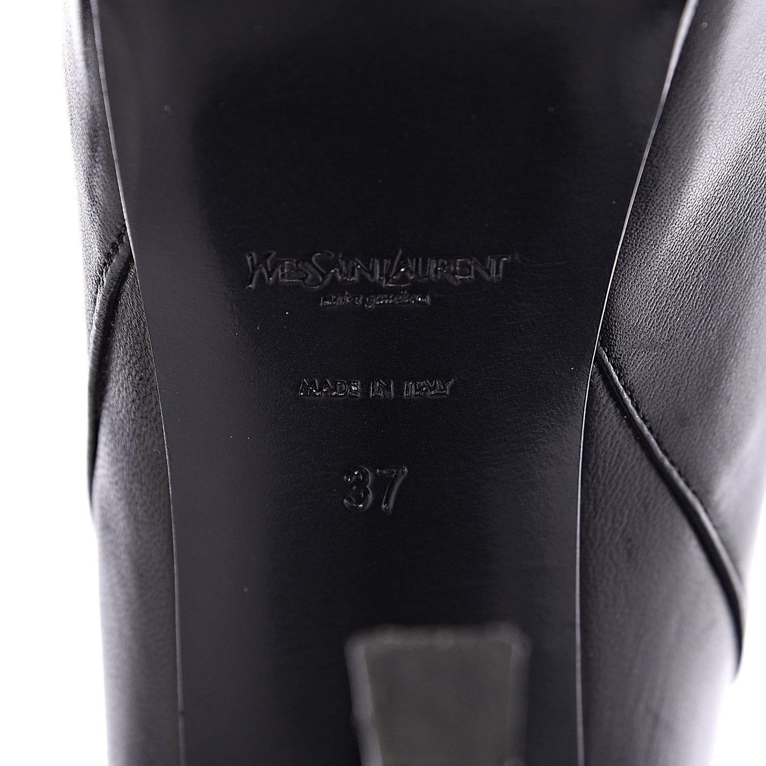 Saint Laurent Nappa Vernice Cap Toe Platform Knee High Boots 37 Black 9 of 12