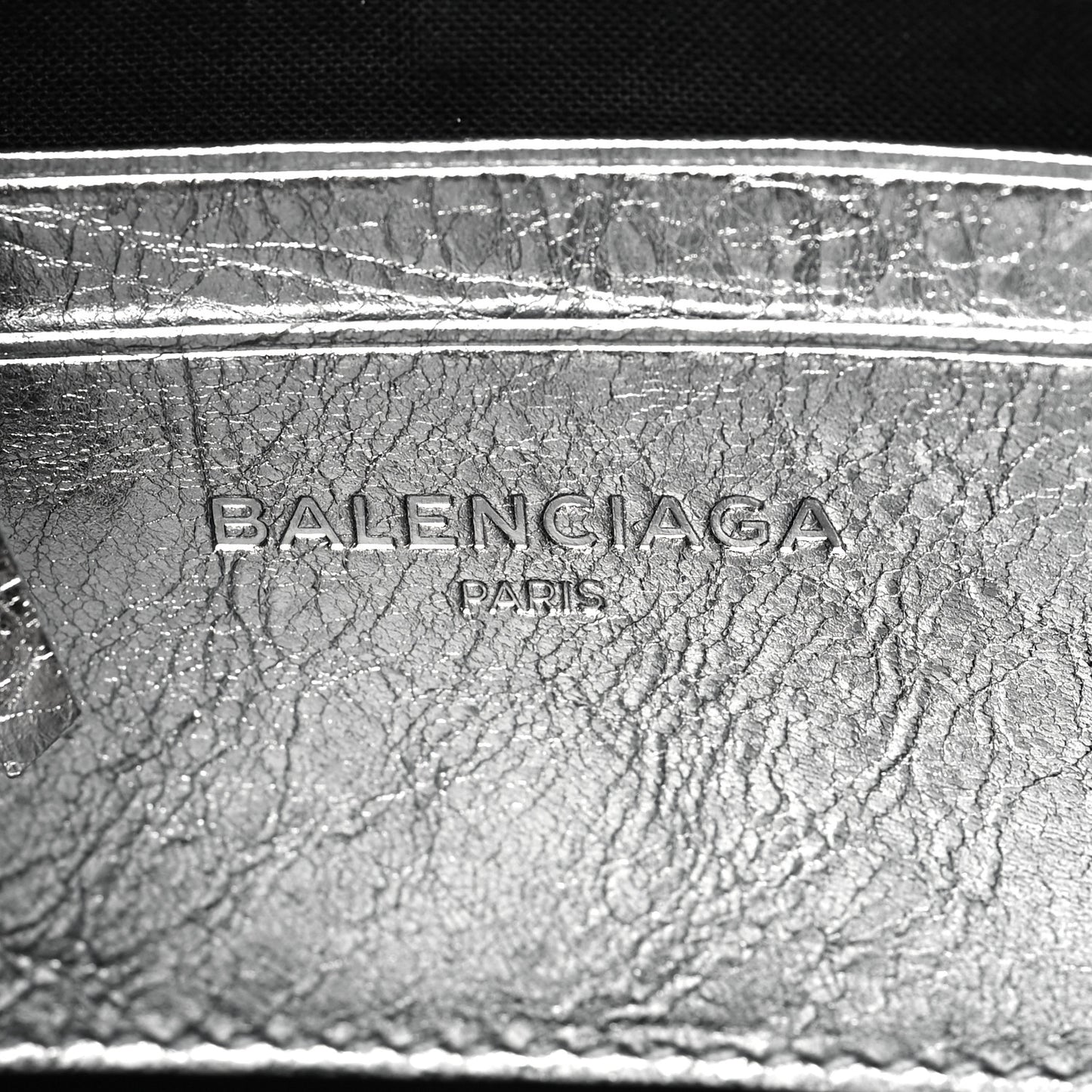 Metallic Calfskin Classic Silver Hardware Pouch With A Chain Crossbody Silver