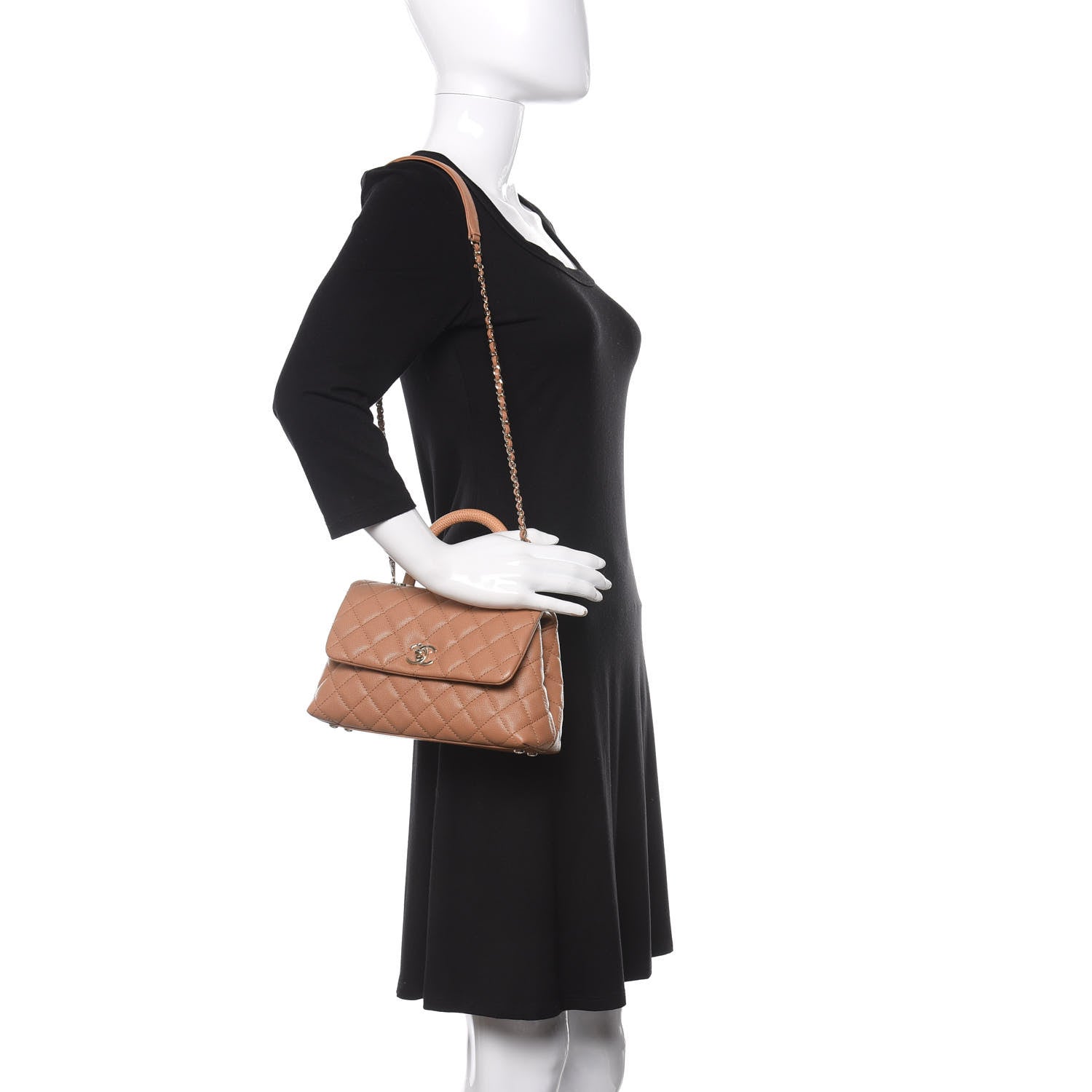 Chanel Caviar Quilted Lizard Embossed Mini Coco Handle Flap Brown 2 of 10