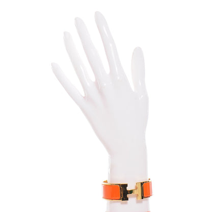 Hermes Enamel Wide Clic Clac H Bracelet PM Orange 2 of 6