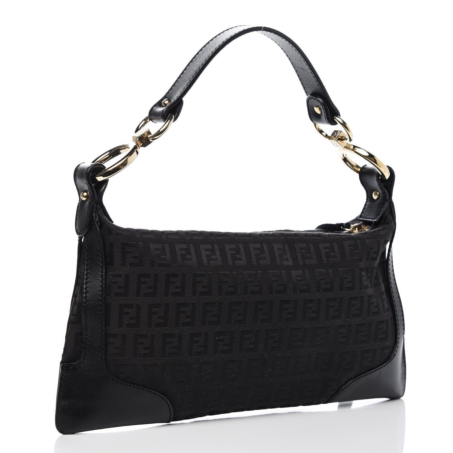 Fendi Zucchino Cuoio Small Chef Pocket Shoulder Bag Black 3 of 7