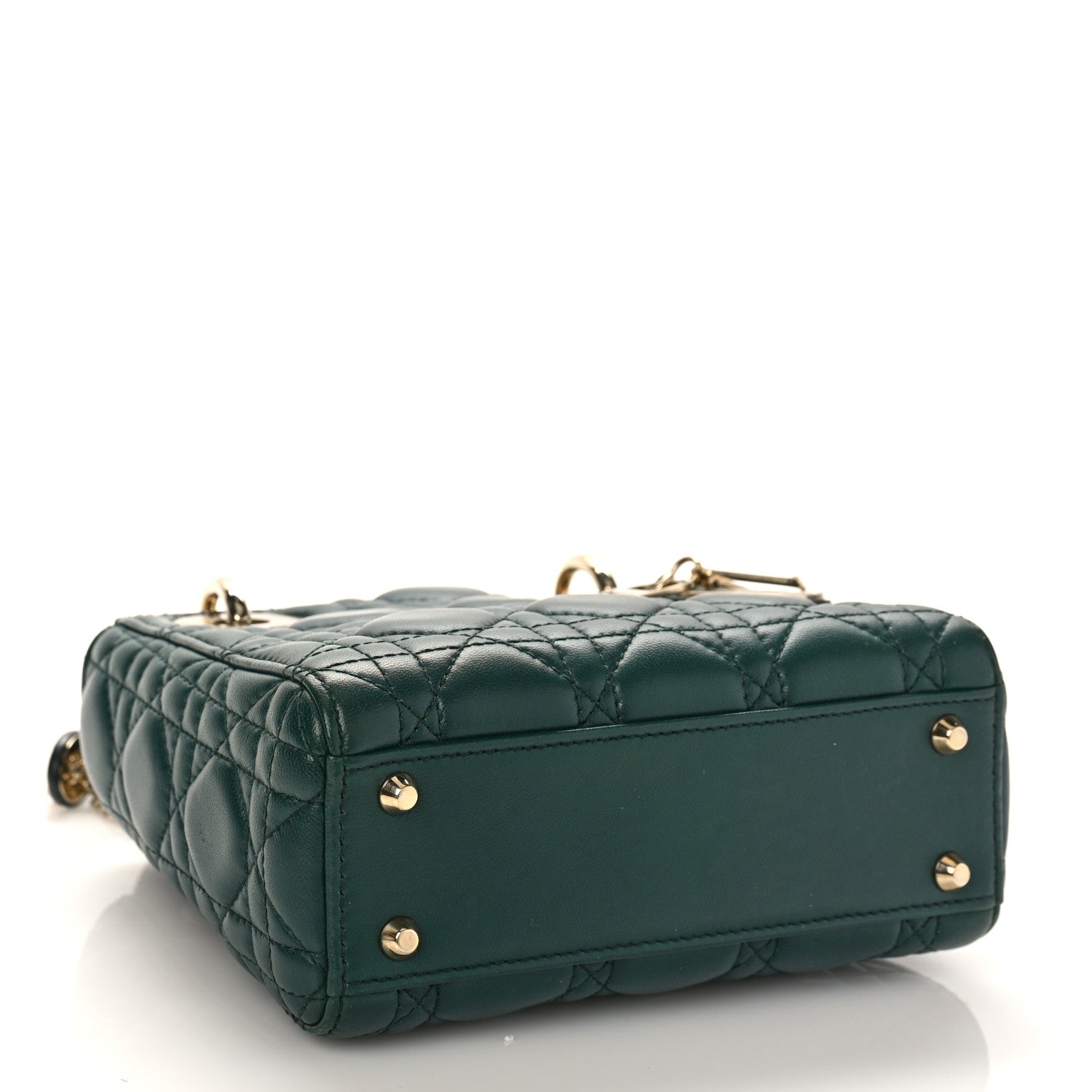 Christian Dior Lambskin Cannage Mini Lady Dior Dark Green 4 of 8