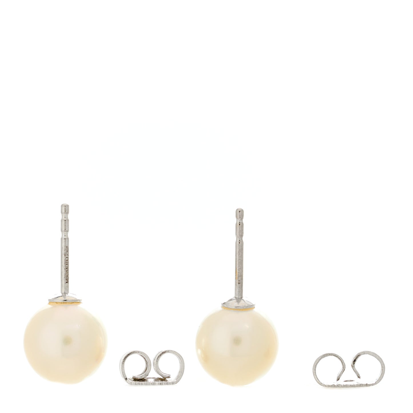 18K White Gold Akoya Cultured Pearl 8-8.5mm Stud Earrings