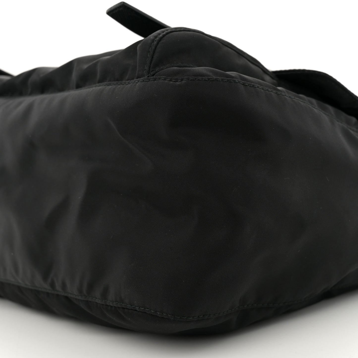 Tessuto Nylon Saffiano Double Buckle Messenger Shoulder Bag Black