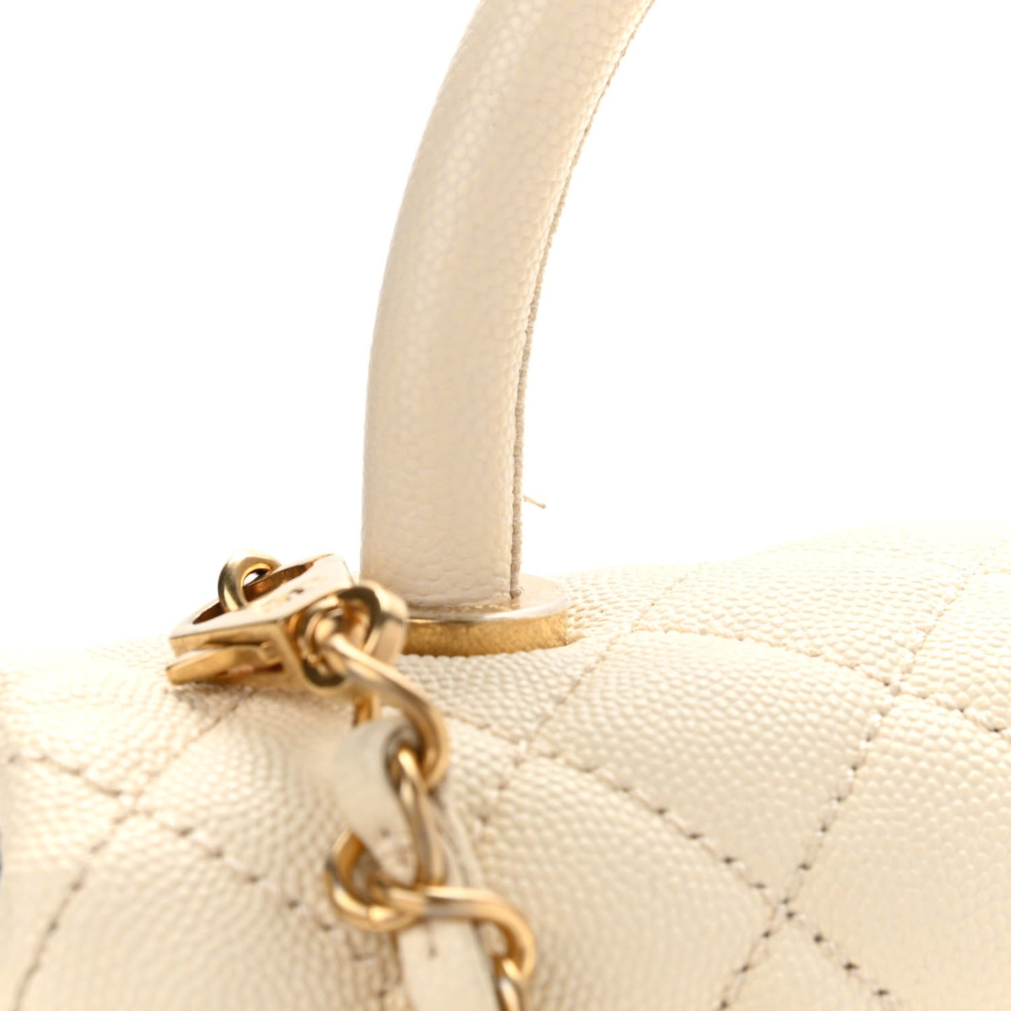 Caviar Quilted Small Coco Handle Flap Ivory