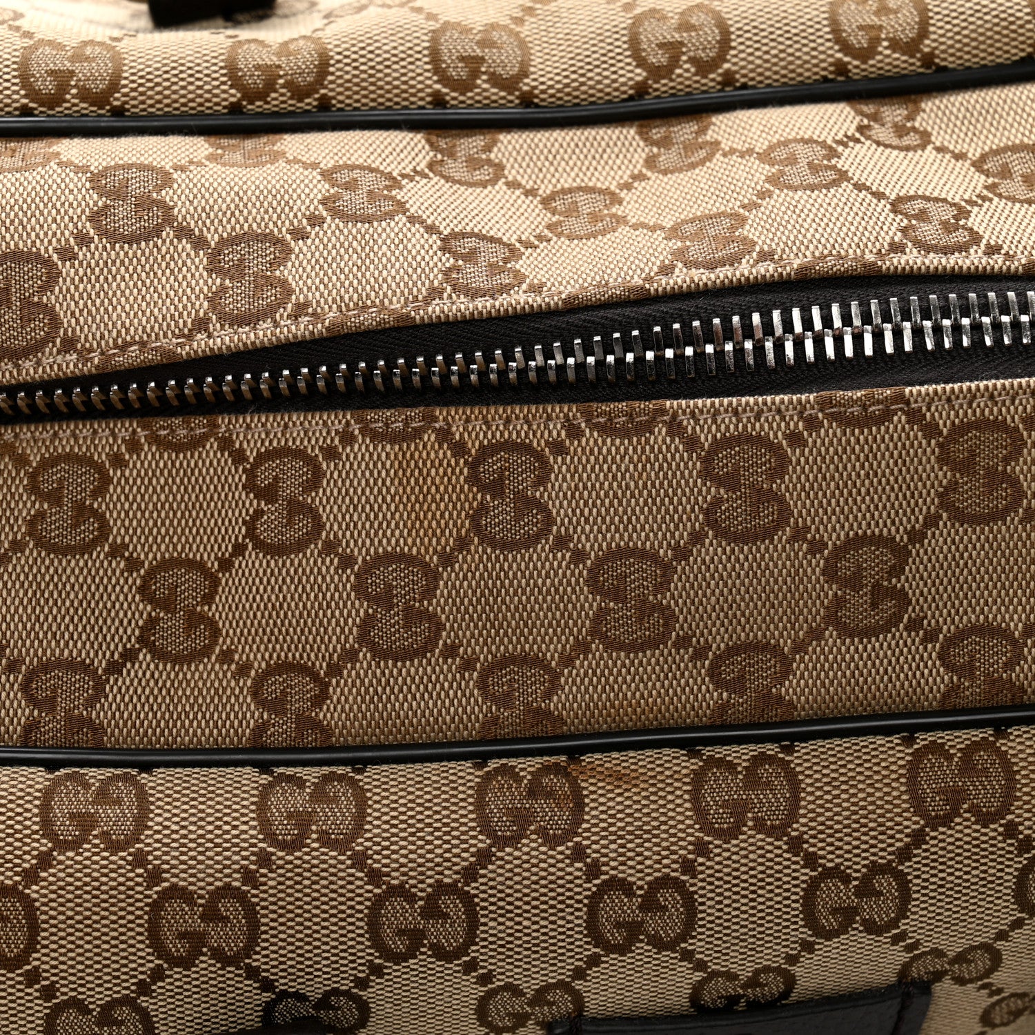 Gucci Monogram Dollar Calfskin Boston Duffle Bag Beige Ebony Testa di Moro Marrone Scuro 11 of 13