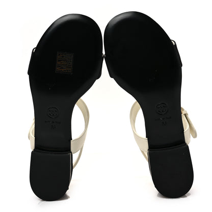 Chanel Lambskin Grosgrain CC Sandals 36 Ivory Black 5 of 8