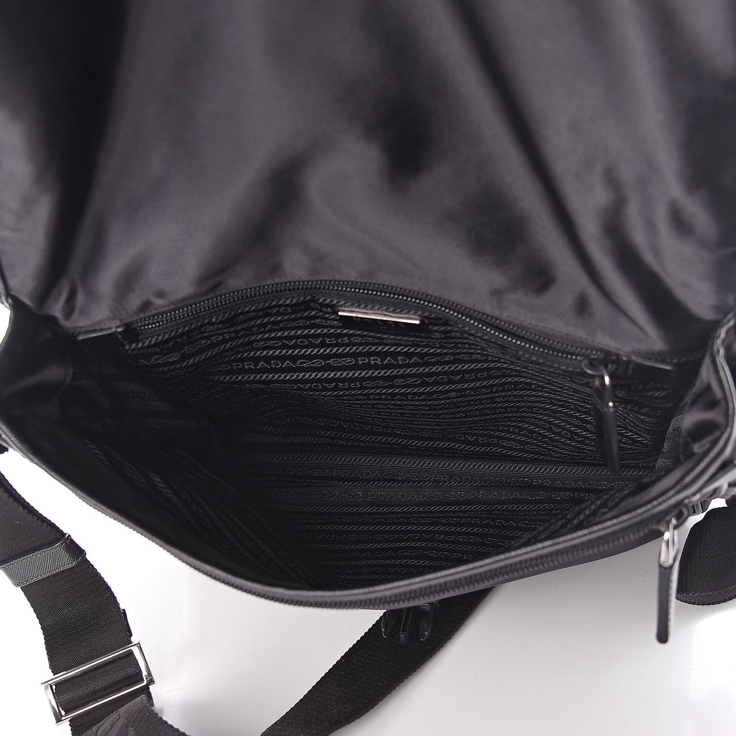Tessuto Nylon Saffiano Messenger Satchel Black