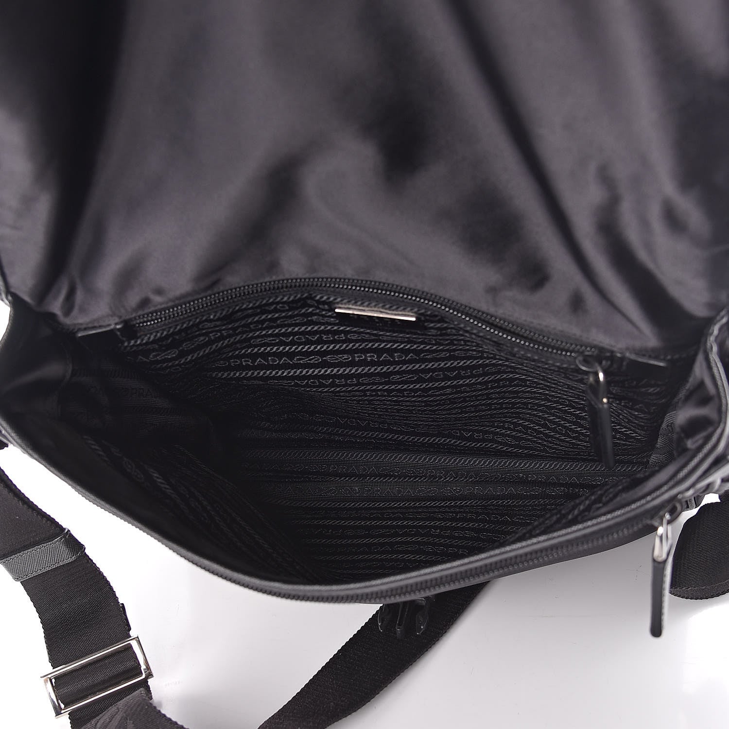 Prada Tessuto Nylon Saffiano Messenger Satchel Black 5 of 10
