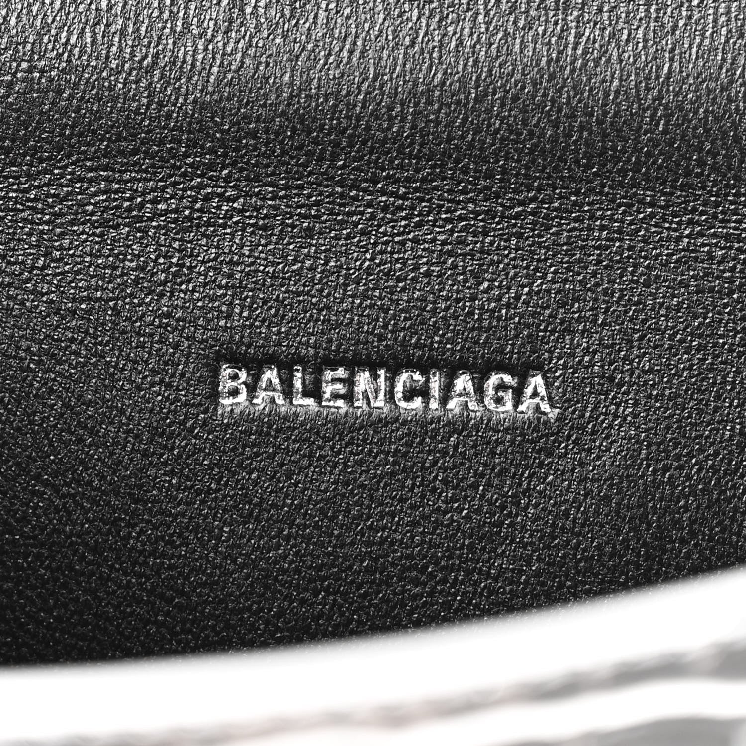 Balenciaga Metallic Calfskin Crocodile Embossed Hourglass Top Handle Bag XS Silver 6 of 9