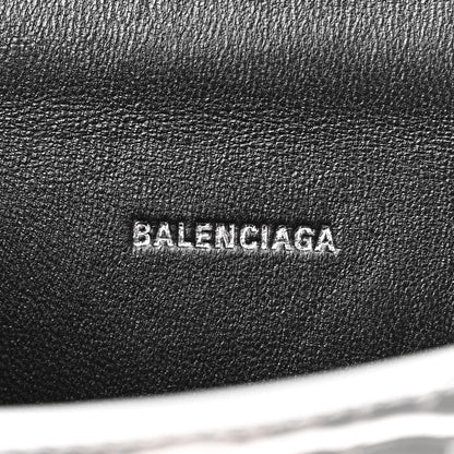 Balenciaga Metallic Calfskin Crocodile Embossed Hourglass Top Handle Bag XS Silver 6 of 9