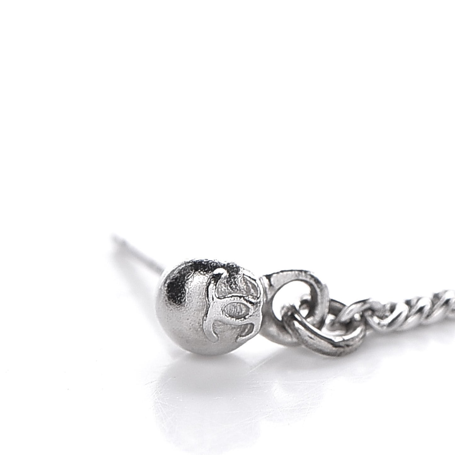Crystal Baguette CC Dangle Earrings Silver