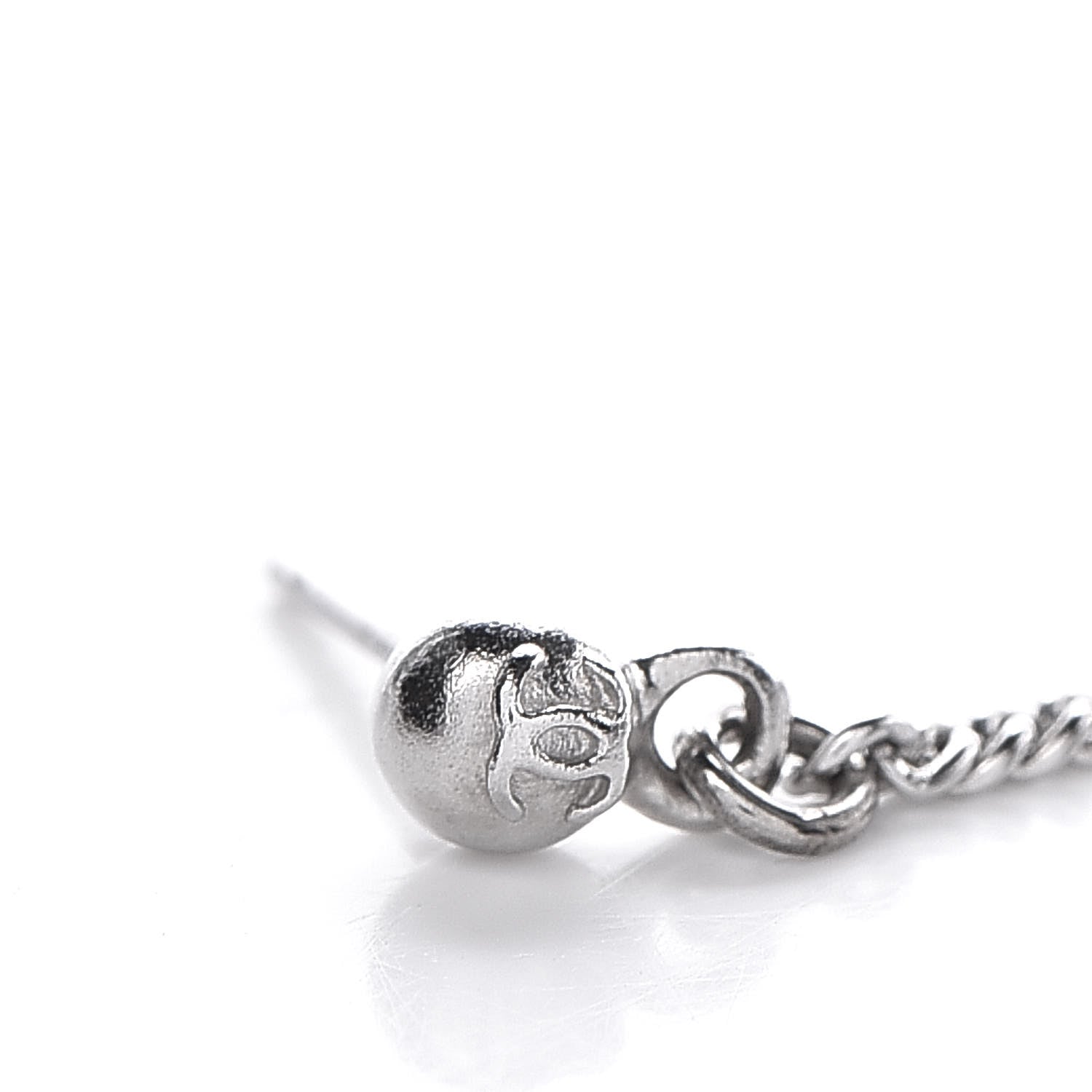 Chanel Crystal Baguette CC Dangle Earrings Silver 4 of 6
