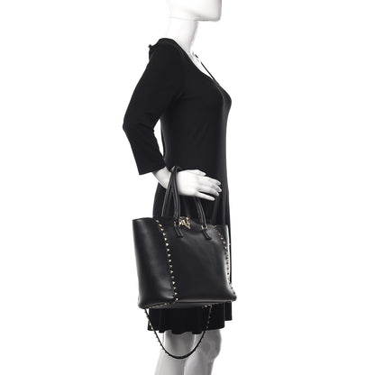 Valentino Garavani Vitello Rockstud Double Handle Tote Black 3 of 13