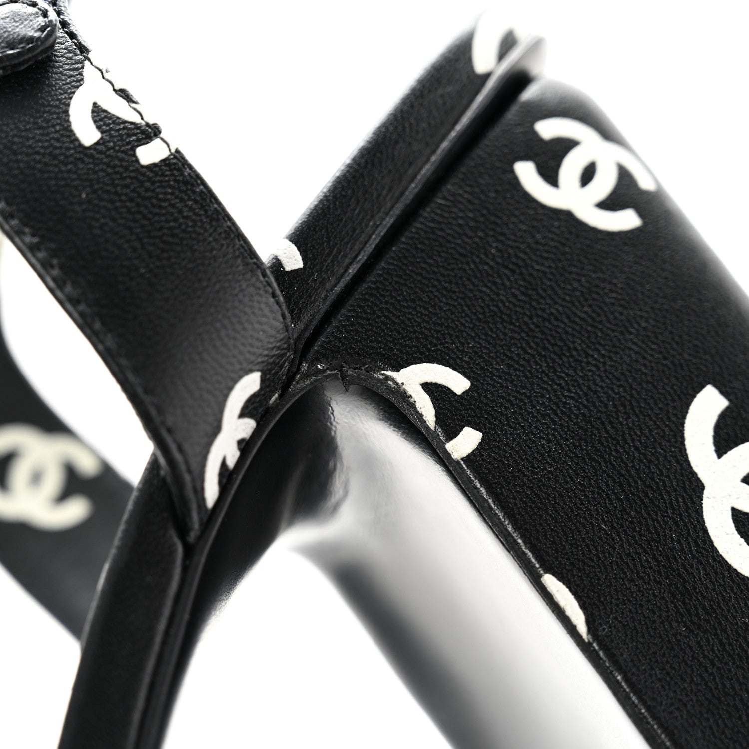 Chanel Lambskin Printed Coco Beach Sandals 40 Black White 10 of 14