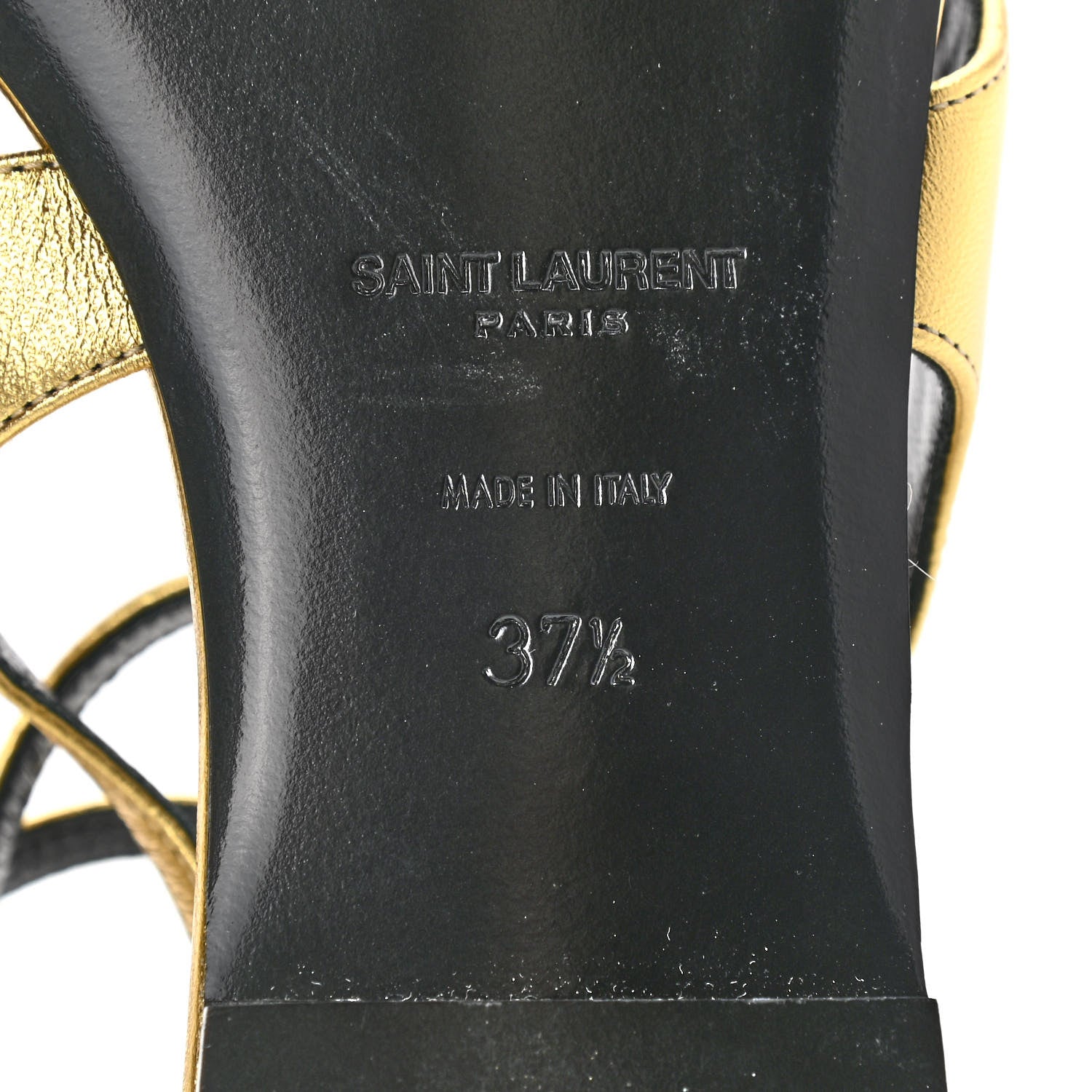 Saint Laurent Metallic Lambskin Gia 05 Ankle Sandals 37.5 Oro 6 of 7