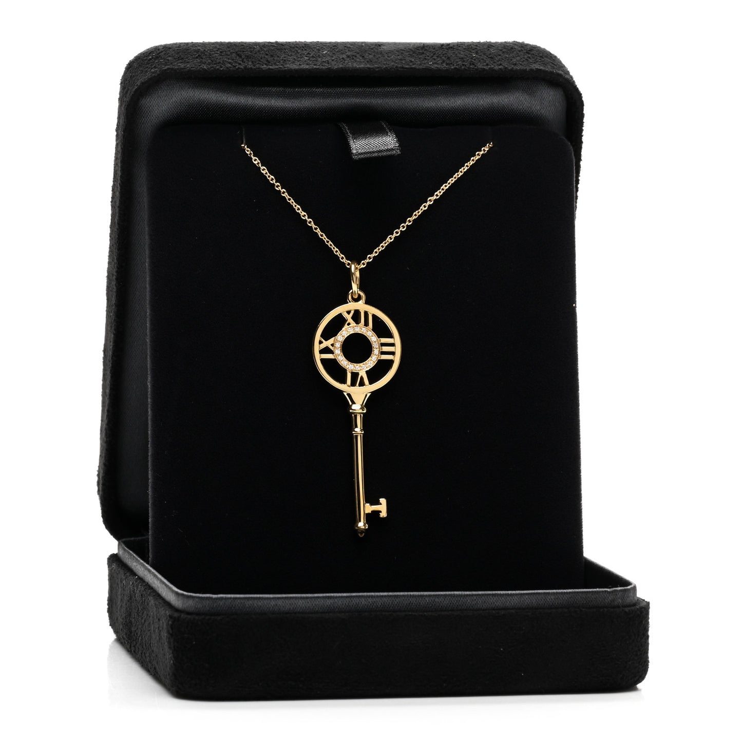 18K Yellow Gold Diamond Large Atlas Key Pendant Necklace