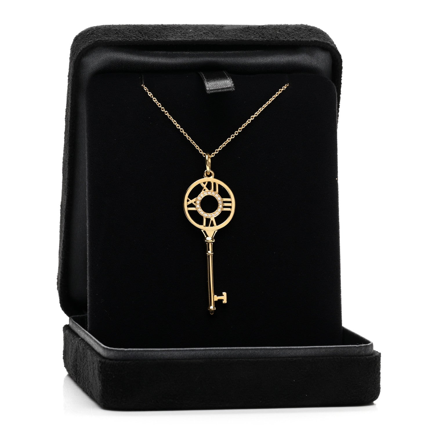 Tiffany 18K Yellow Gold Diamond Large Atlas Key Pendant Necklace 5 of 5