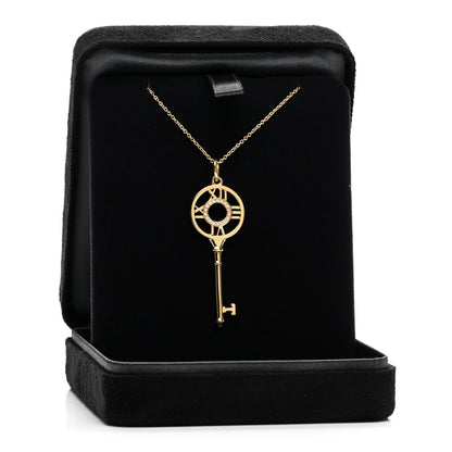 Tiffany 18K Yellow Gold Diamond Large Atlas Key Pendant Necklace 5 of 5