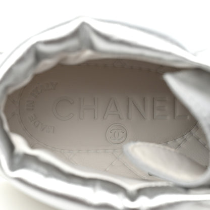 Chanel Patent Lambskin High Top Sneakers 41 White Silver 7 of 10