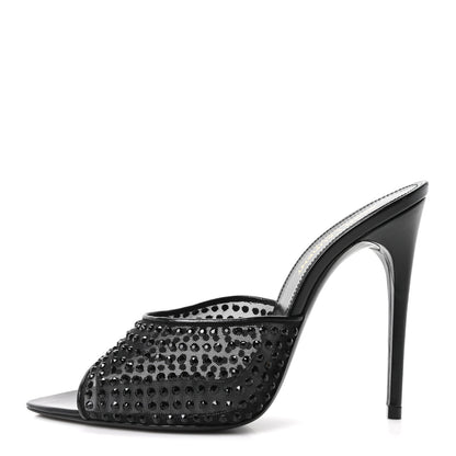 Saint Laurent Tulle Strass Gippy 110 Mule Sandals 38 Black 1 of 9