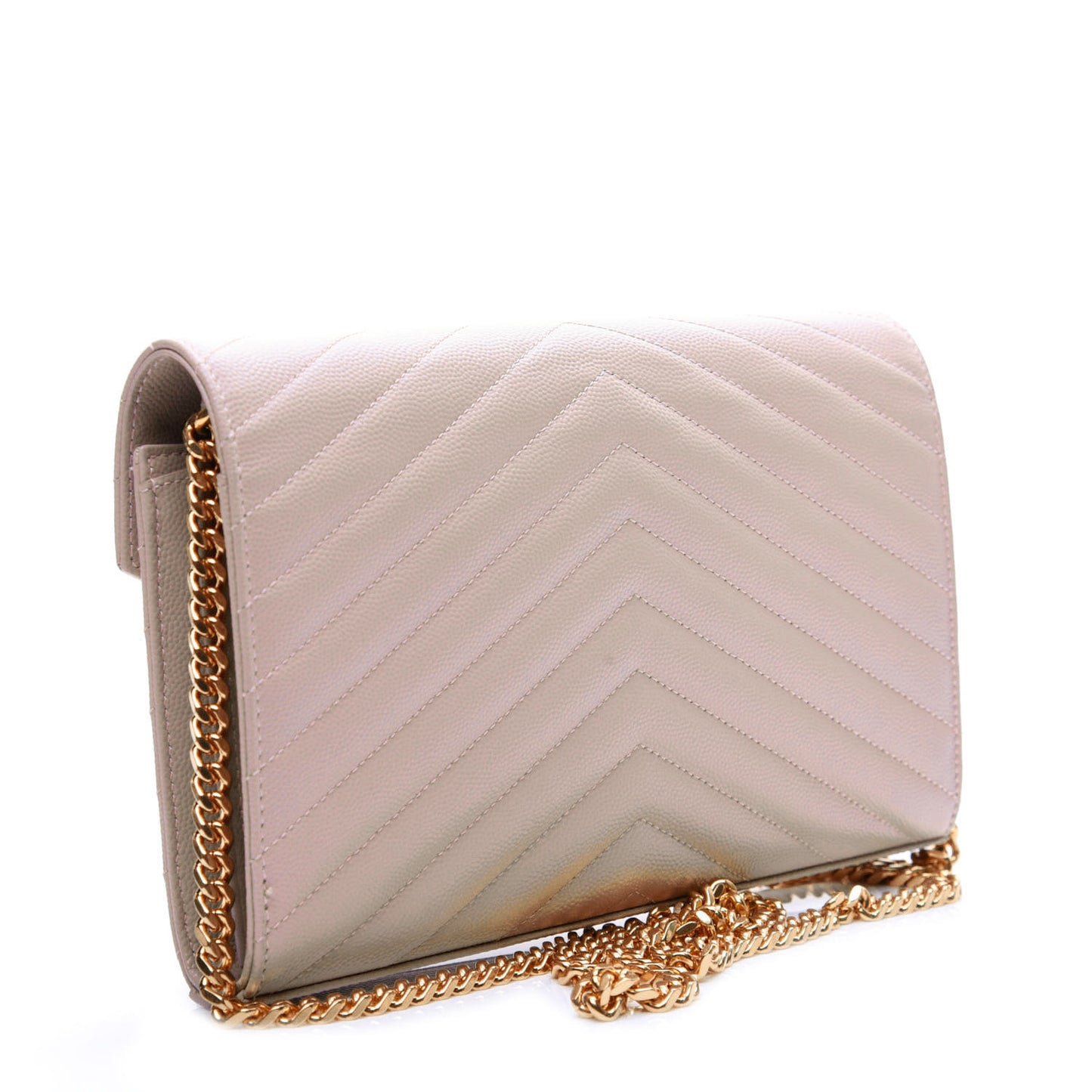 Grain De Poudre Matelasse Chevron Monogram Chain Wallet Pale Pink