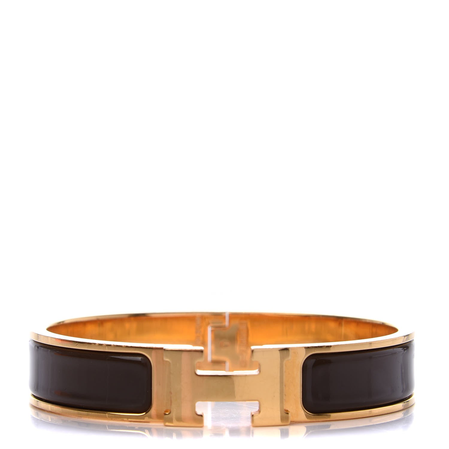 Hermes Enamel Narrow Clic Clac H Bracelet PM Cachou 1 of 6