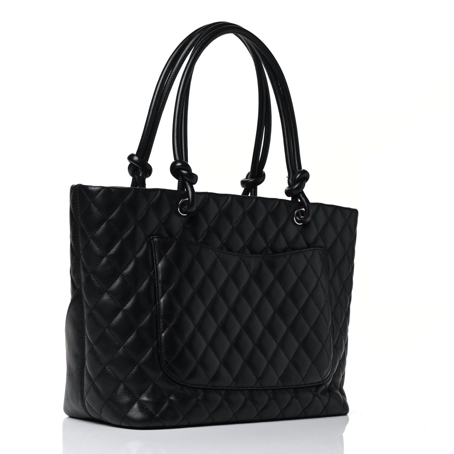 Calfskin Quilted Large Cambon Tote Black