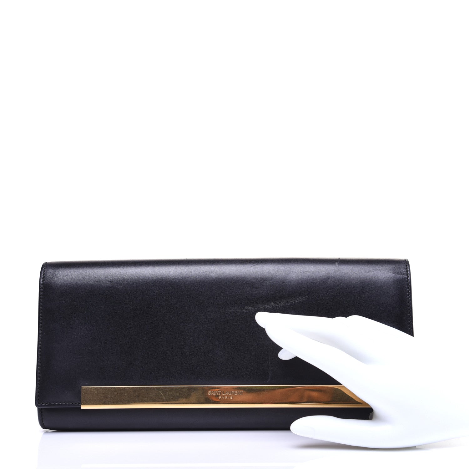 Saint Laurent Calfskin Lutetia Flap Clutch Black 2 of 13
