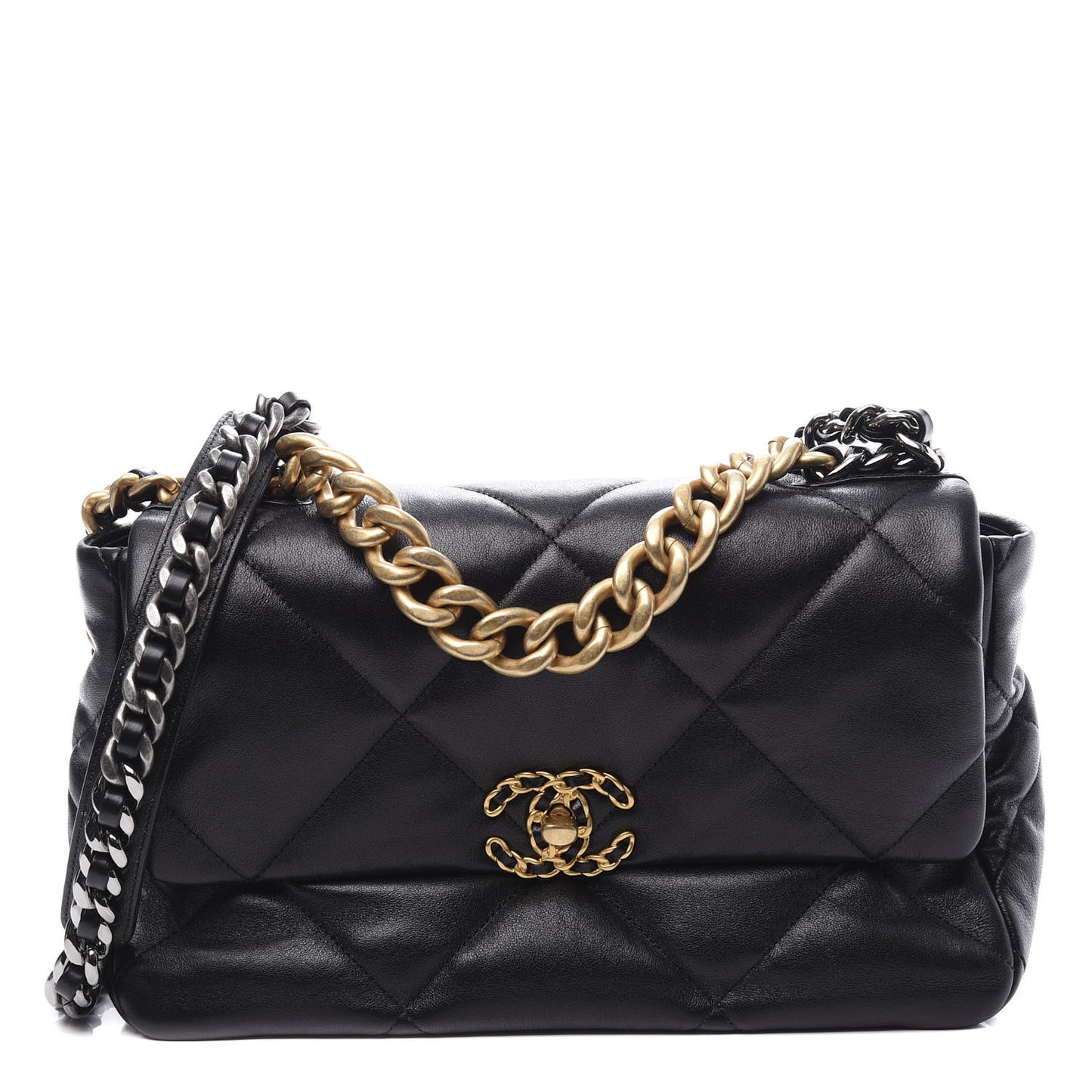 Goatskin Quilted Large 19 Flap Black