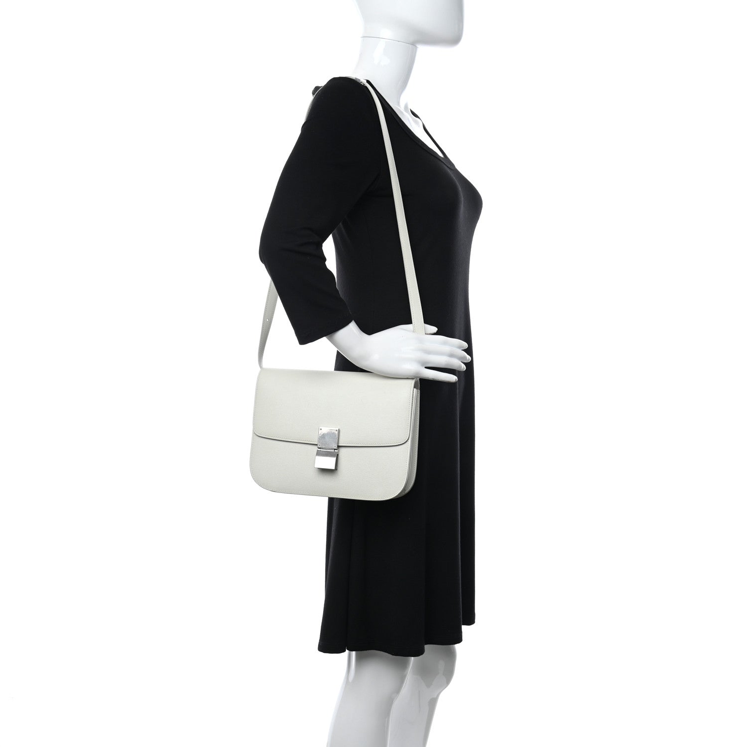 Celine Liege Calfskin Medium Classic Box Flap Bag White 2 of 11