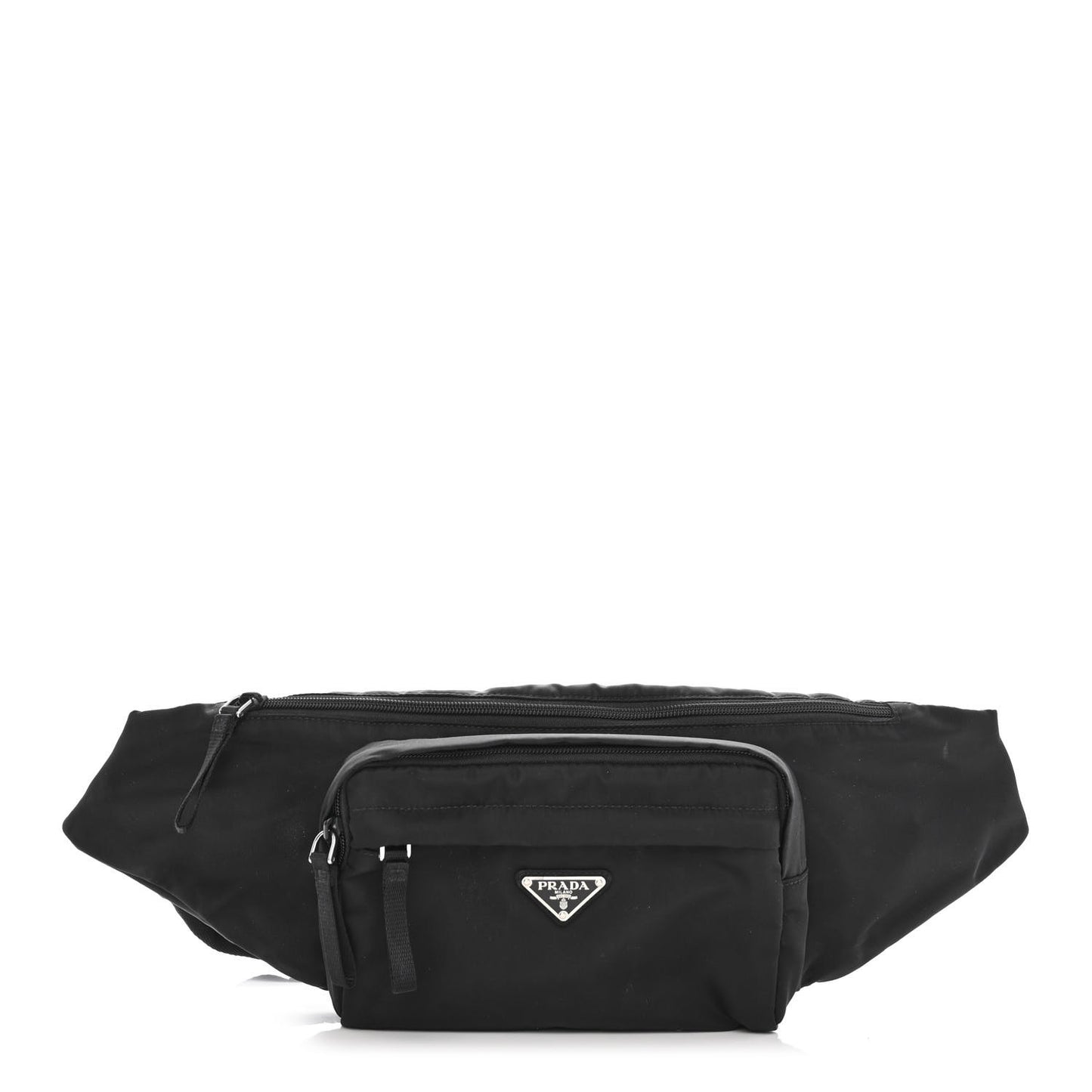 Tessuto Nylon Double Pocket Belt Bag Black